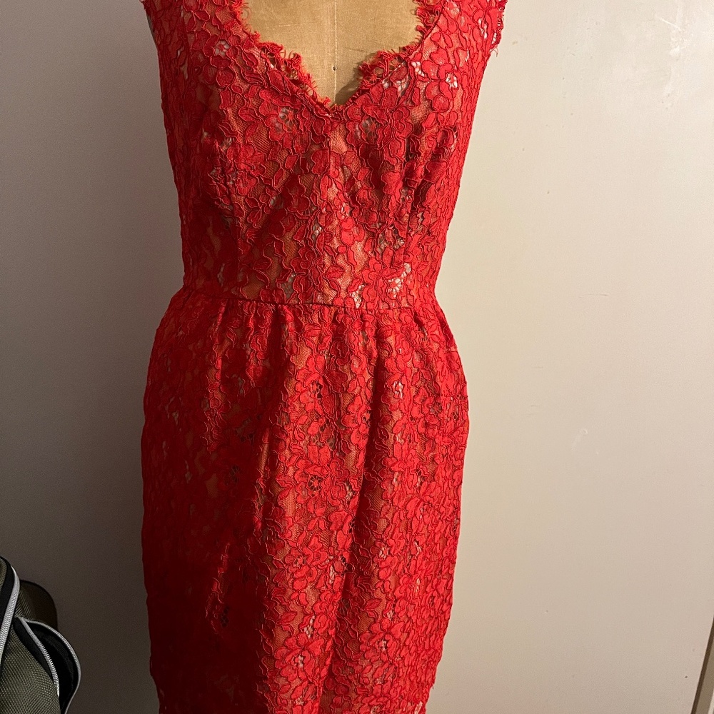 Shoshanna Red Lace Dress 4